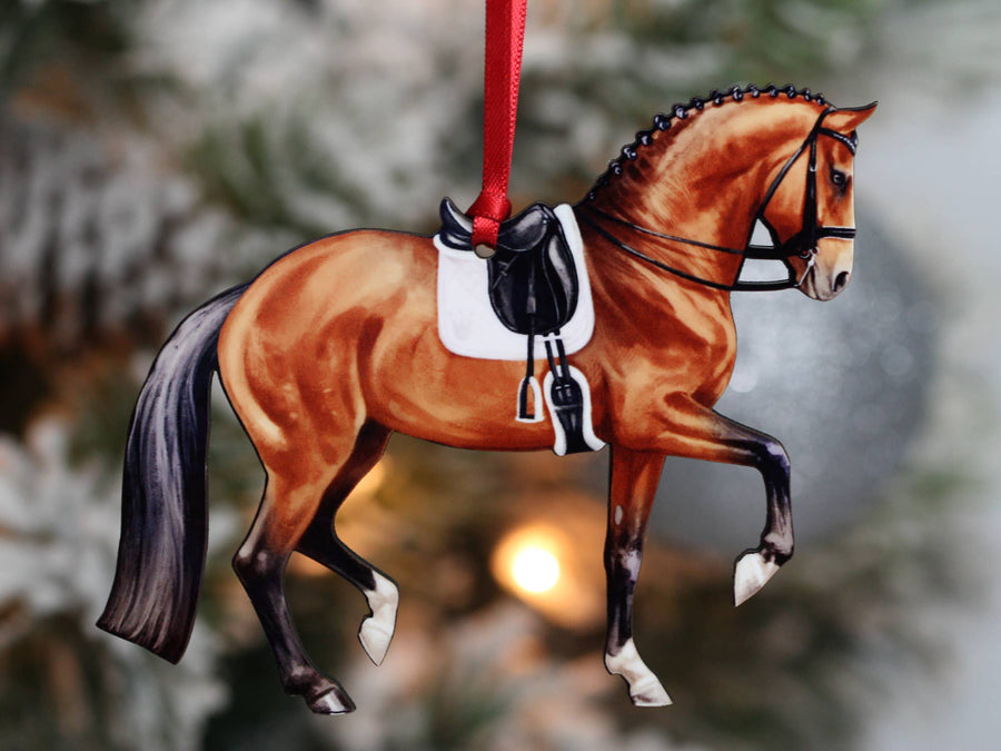 Bay dressage sport horse Christmas ornament by Classy Equine