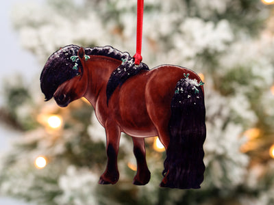 Bay Shetland Pony Ornament - Pony Christmas Ornament Décor