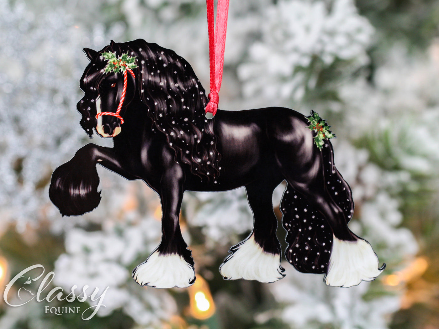 Black Gypsy Horse Christmas Ornament - Eclipse