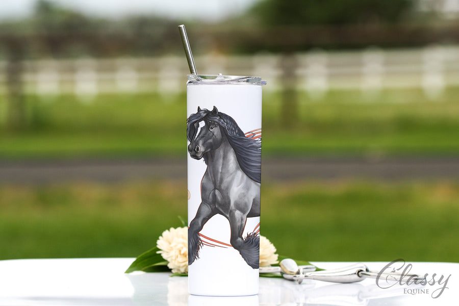 Blue Roan Gypsy Vanner Horse Tumbler - 20 oz Skinny with Straw