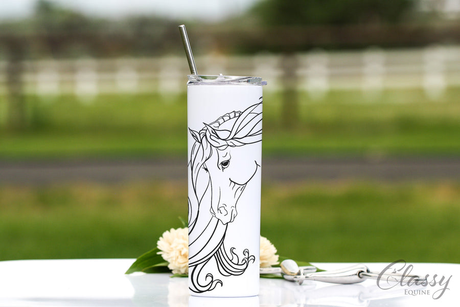 Grace - Arabian Horse, 20 oz Skinny Tumbler with Straw