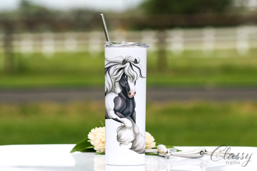 Black and White Tobiano Gypsy Vanner Horse Tumbler