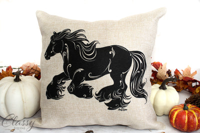 Gypsy Horse Pillow Cover - Courageous Gypsy Cob Horse