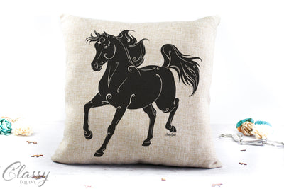 Arabian Horse Pillow Cover -  Majestic Trotting Arab Horse