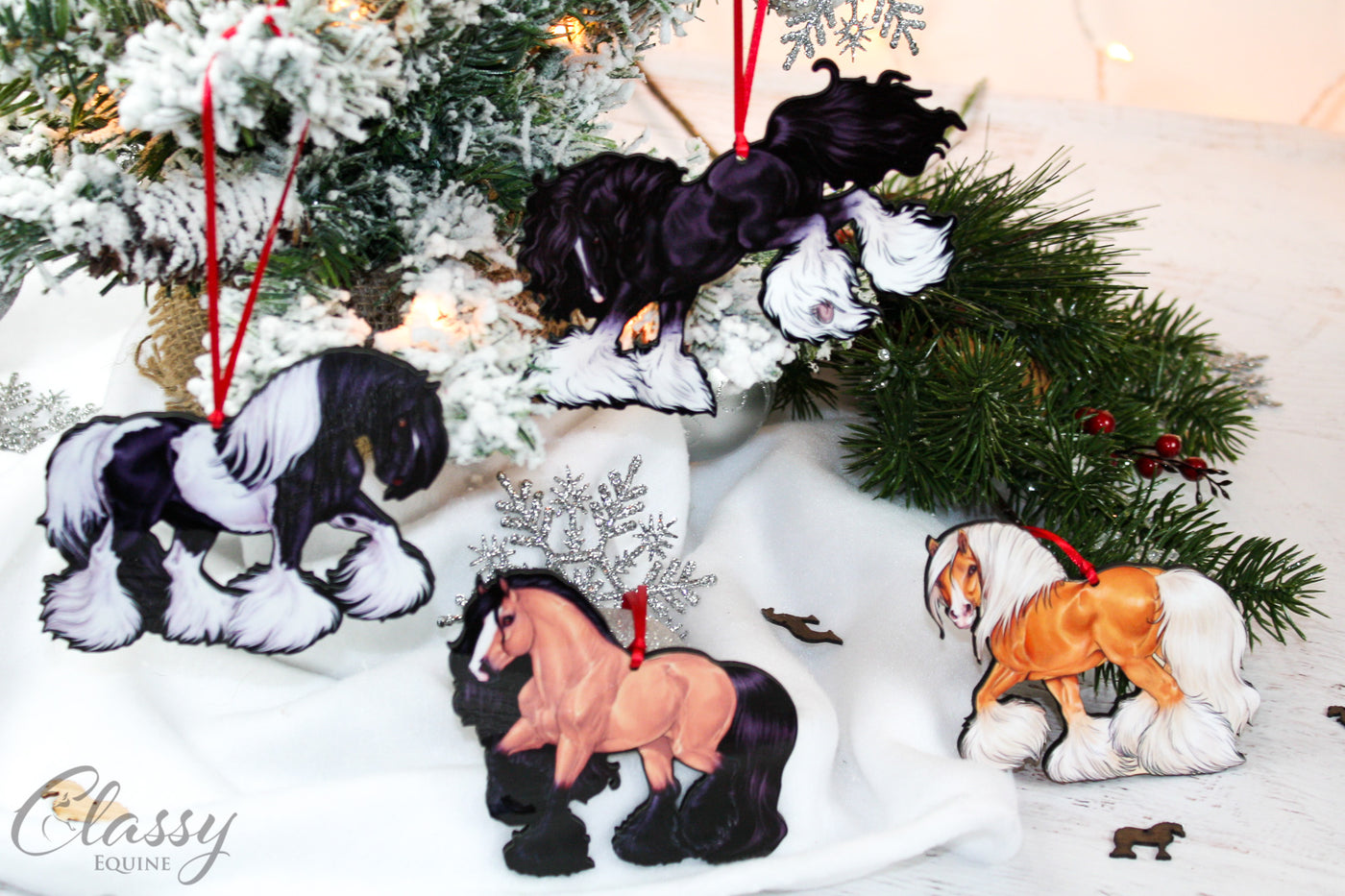 Gypsy Horse Ornaments - Full Set of 4 Gypsy Horses