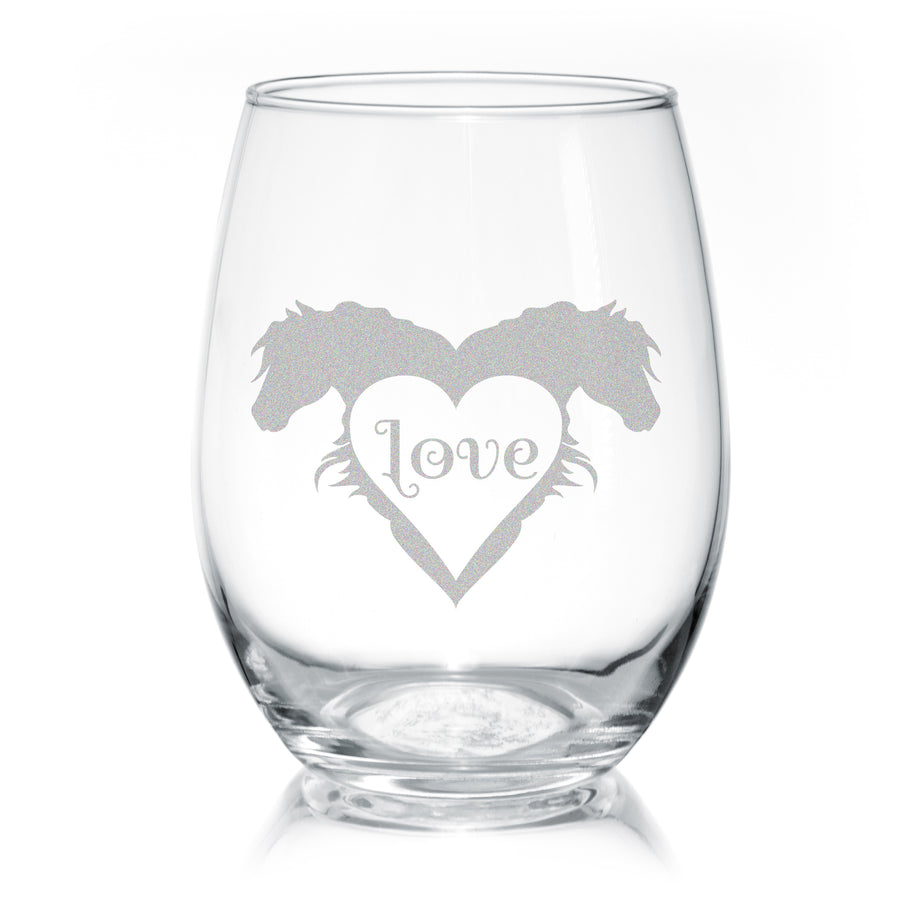 For the Love of Horses Stemless Wine Glass Set