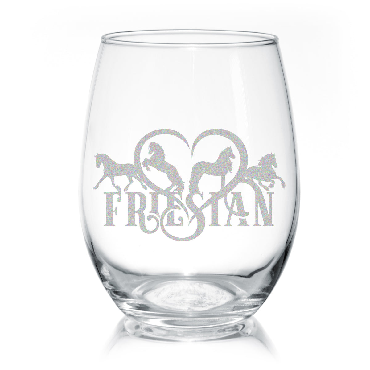 Friesian Horse Heart Stemless Wine Glasses