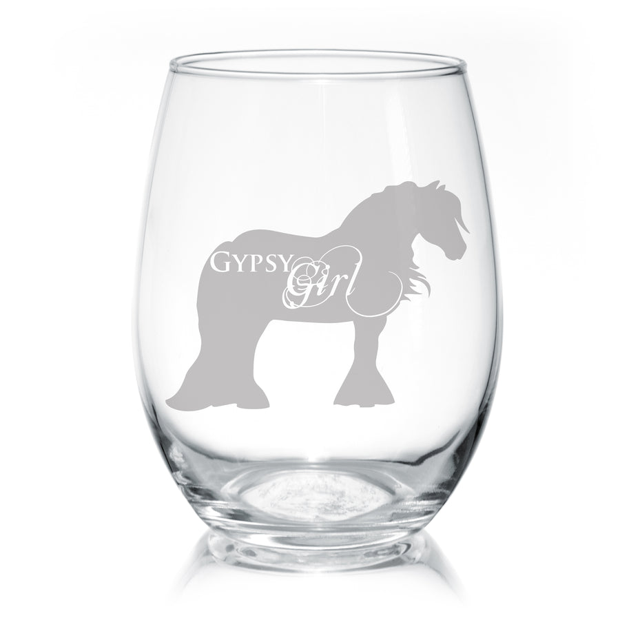 Gypsy Girl - Gypsy Horse Stemless Wine Glasses
