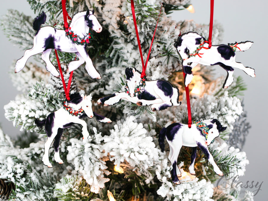 Gypsy Vanner Horse Christmas Ornaments - Set of 5 Gypsy Foals