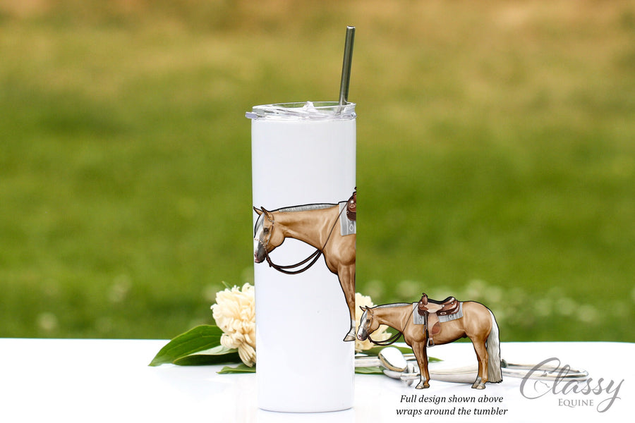 Palomino Horse Tumbler with Lid, Equestrian Tumbler, Western Horse Travel Mug, Western Horse Gifts, Horse Skinny Tumblers, Quarter Horse