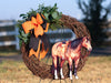 Western Horse Wreath, Fall Ranch Horse Decor, Equestrian Decor, Horse Front Door Decor, Quarter Horse Door Hanger, Horse Gifts, Bay Horse