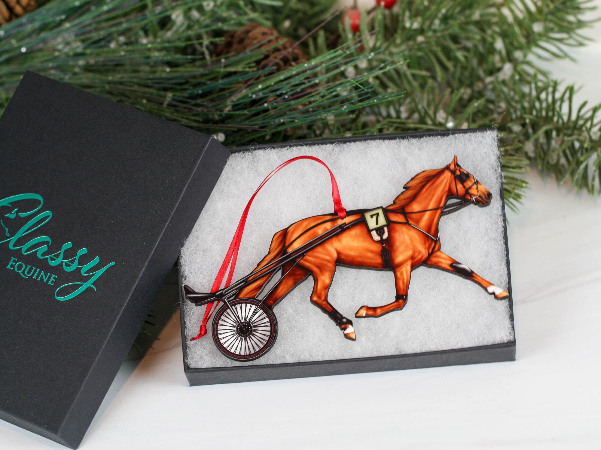 Standardbred Race Horse Ornament - Trotting Harness Racing Horse Ornament