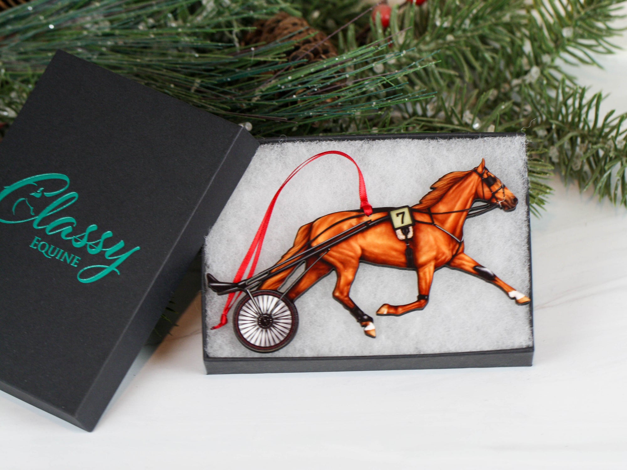 Standardbred Race Horse Ornament - Trotting Harness Racing Horse Ornament