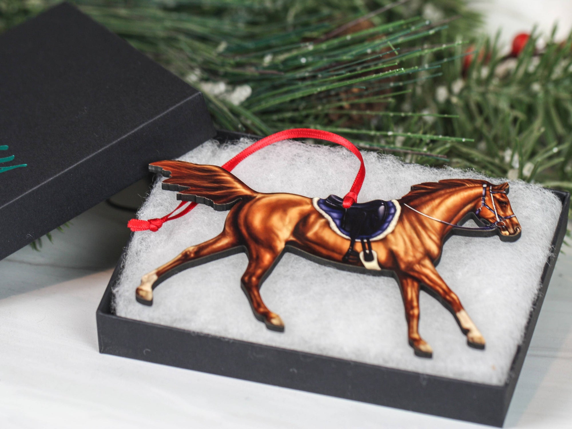 Chestnut Arabian endurance horse Christmas ornament by Classy Equine