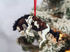 Bay Tobiano Bucking Rodeo Christmas Ranch Horse Ornament