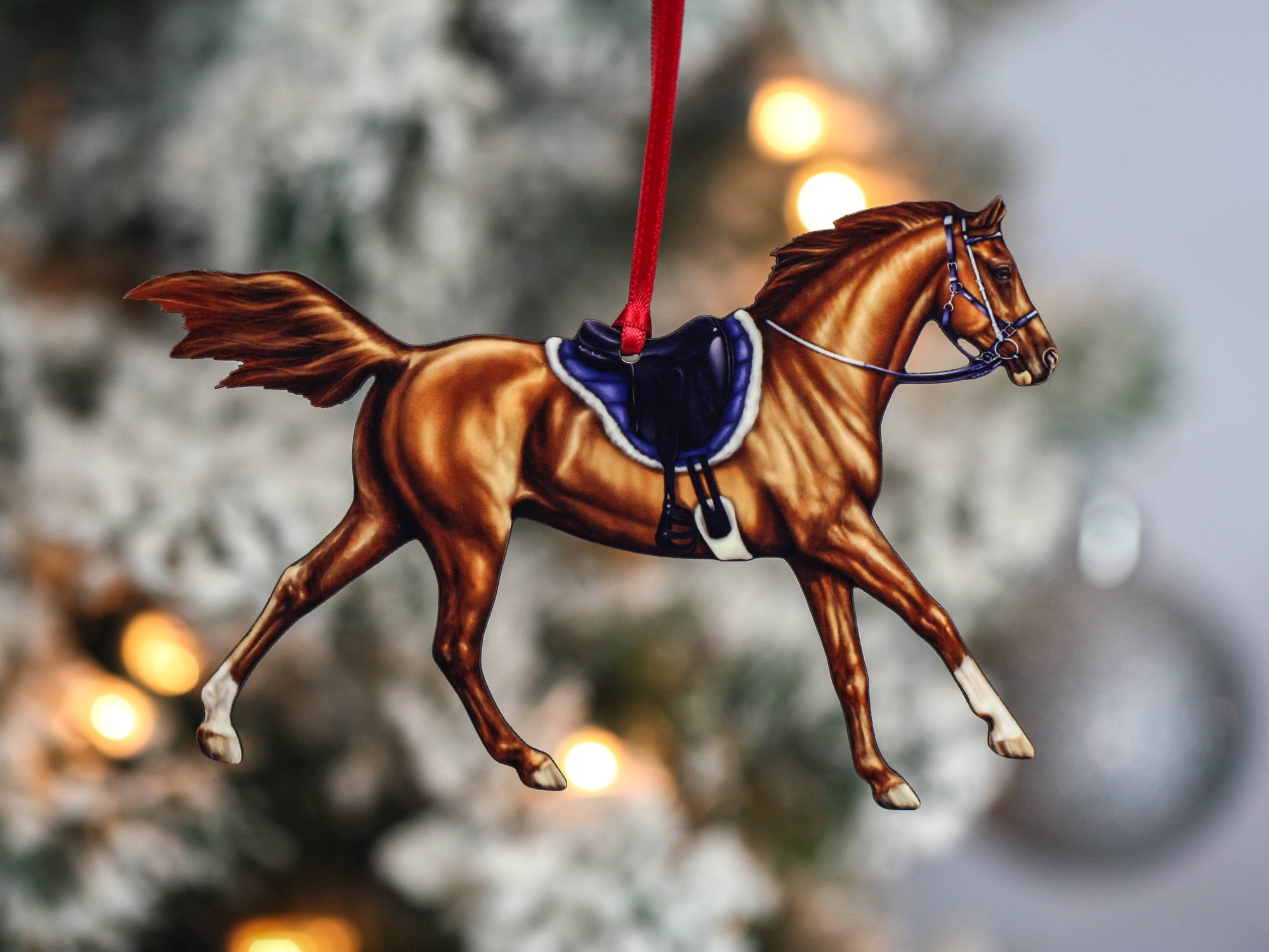 Chestnut Arabian endurance horse Christmas ornament by Classy Equine