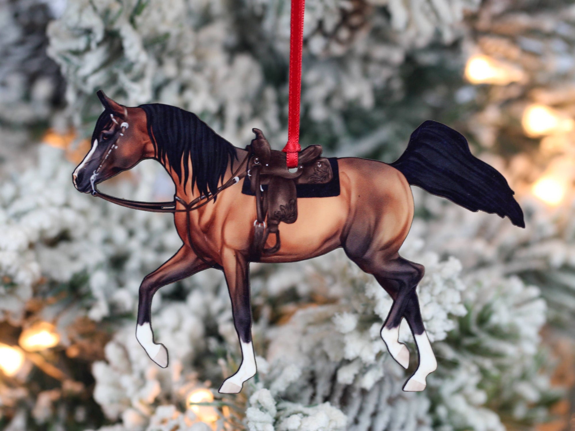 Bay Western riding Arabian horse Christmas ornament by Classy Equine