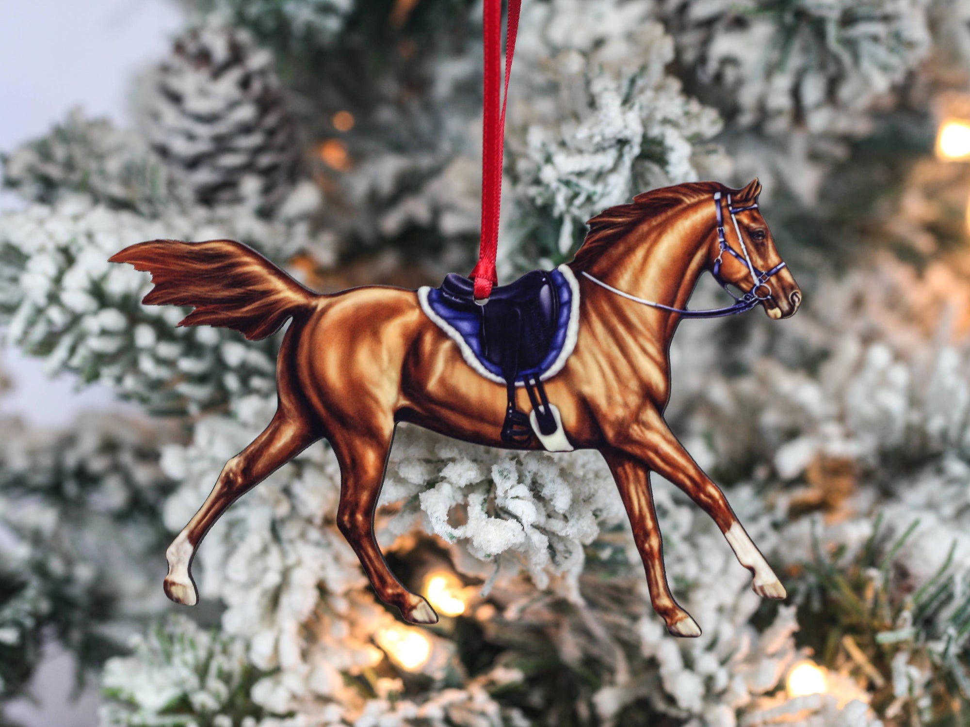 Handcrafted Chestnut Endurance Horse Christmas Ornament - Perfect