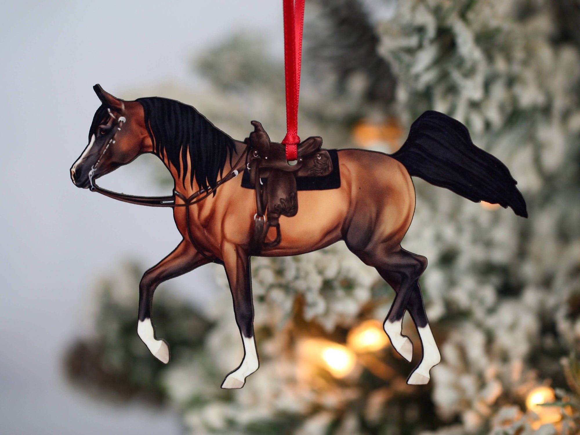 Bay Western riding Arabian horse Christmas ornament by Classy Equine