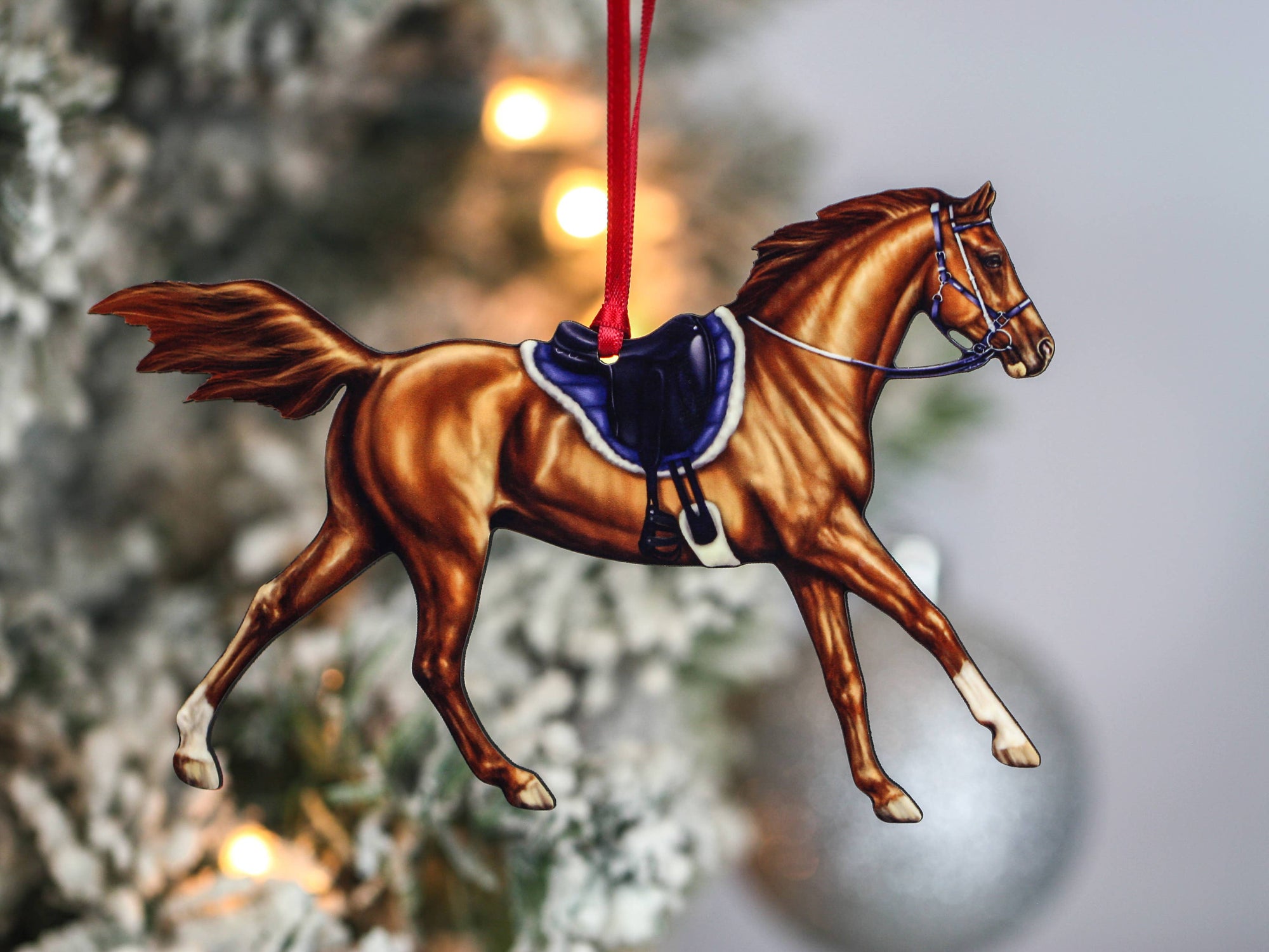 Chestnut Arabian endurance horse Christmas ornament by Classy Equine