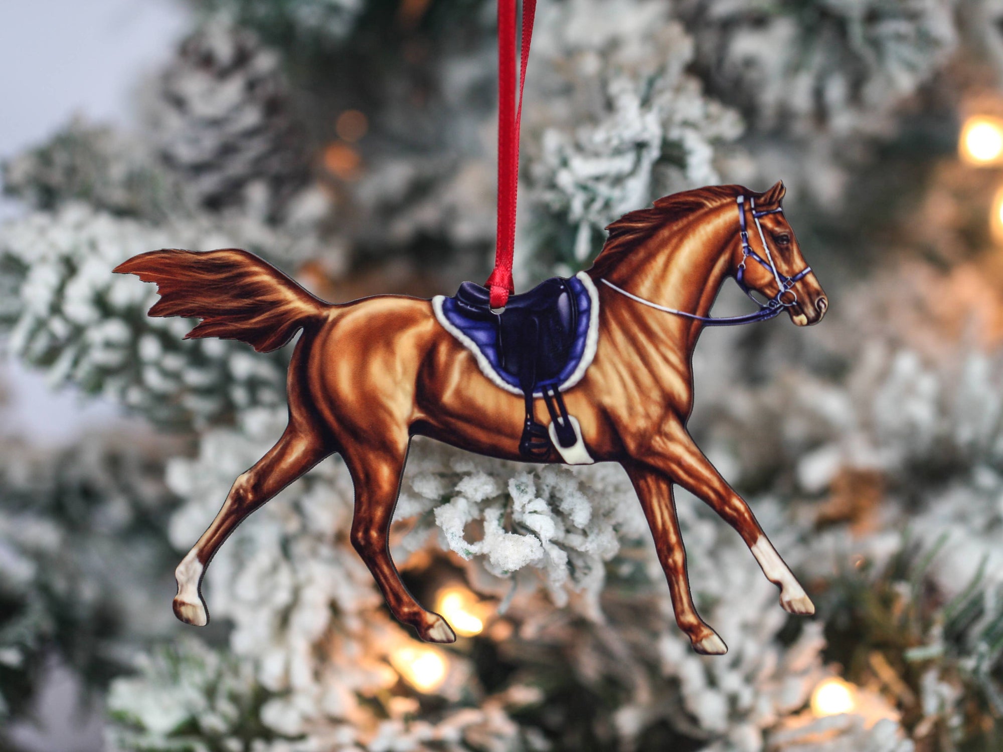 Chestnut Arabian endurance horse Christmas ornament by Classy Equine