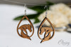 Abstract Horse Cherry Hardwood Equestrian Earrings
