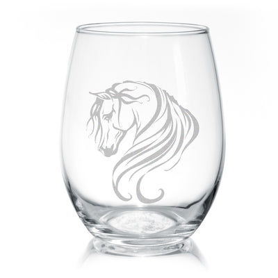 Arabian Horse Stemless Wine Glasses - Breathless
