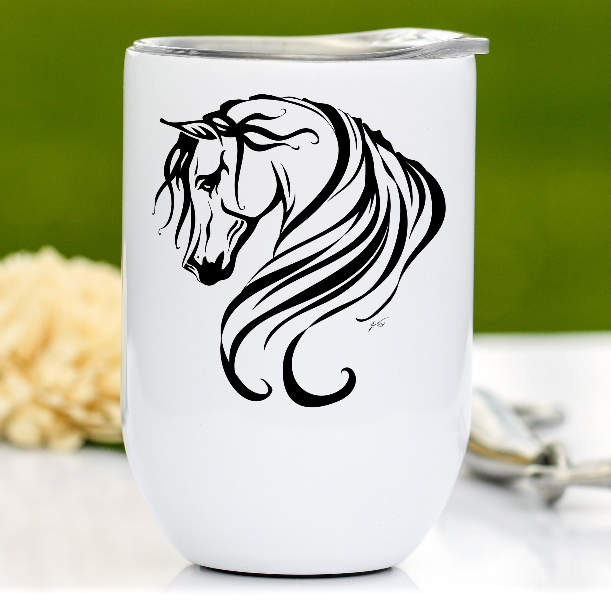 Breathless Arabian Horse, 12 oz Wine Tumbler