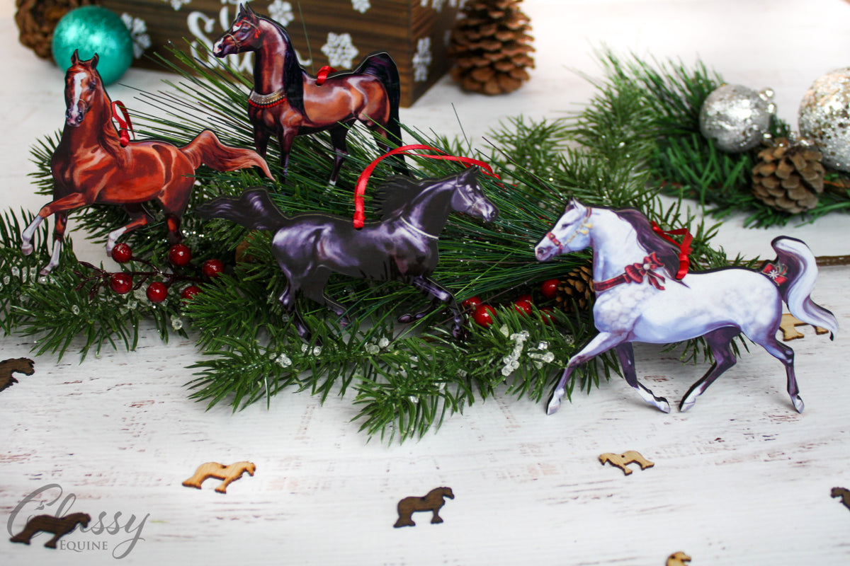 Set of Arabian Horse Christmas Ornaments Classy Equine