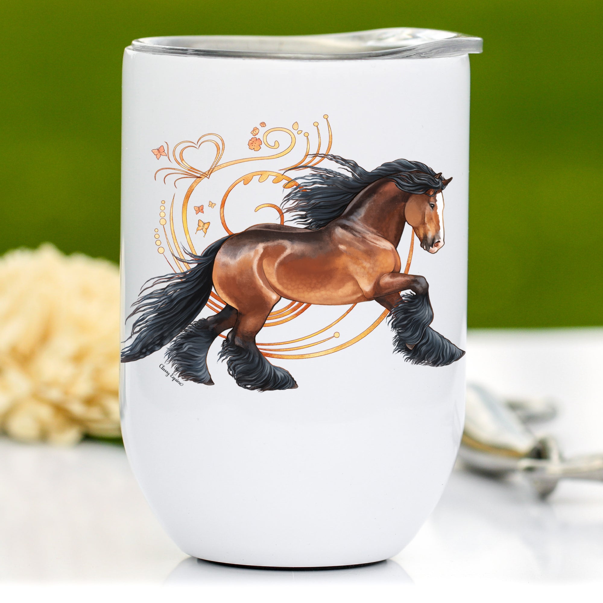 Bay Gypsy Horse Wine Tumbler