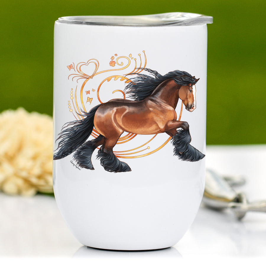 Bay Gypsy Horse Wine Tumbler