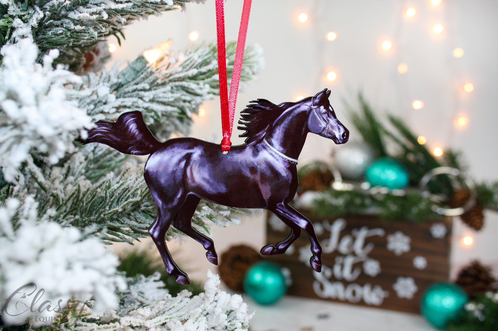 Christmas Black Arabian Horse Ornament