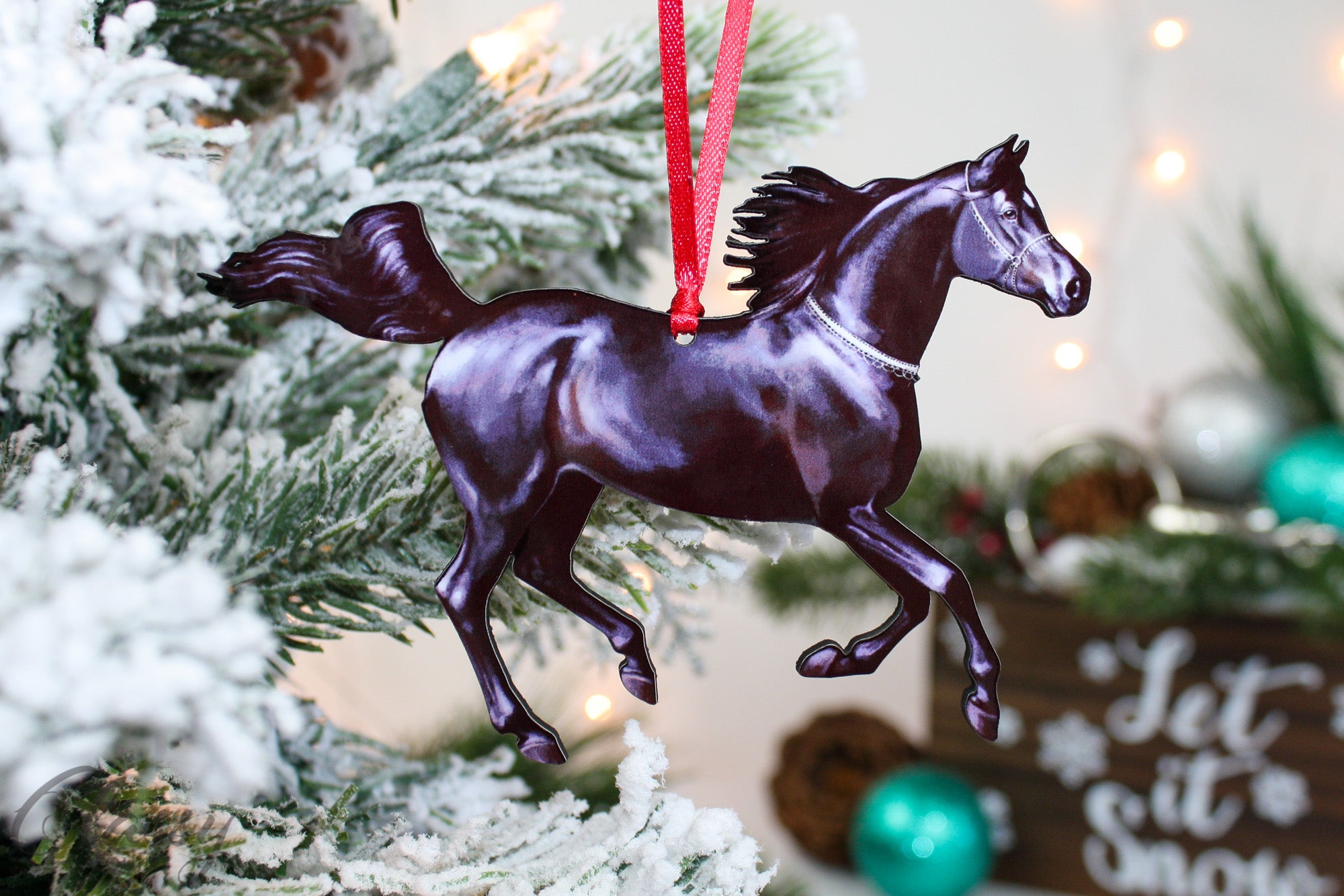Christmas Black Arabian Horse Ornament
