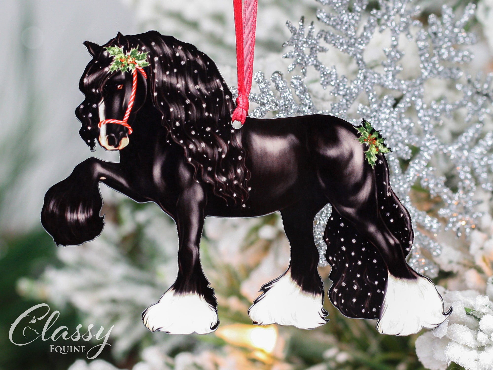 Black Gypsy Horse Christmas Ornament - Eclipse