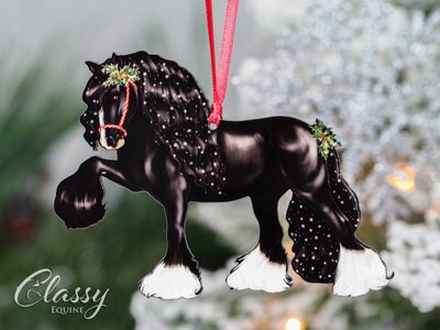 Black Gypsy Horse Christmas Ornament - Eclipse