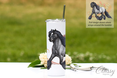 Blue Roan Gypsy Vanner Horse Tumbler - 20 oz Skinny with Straw