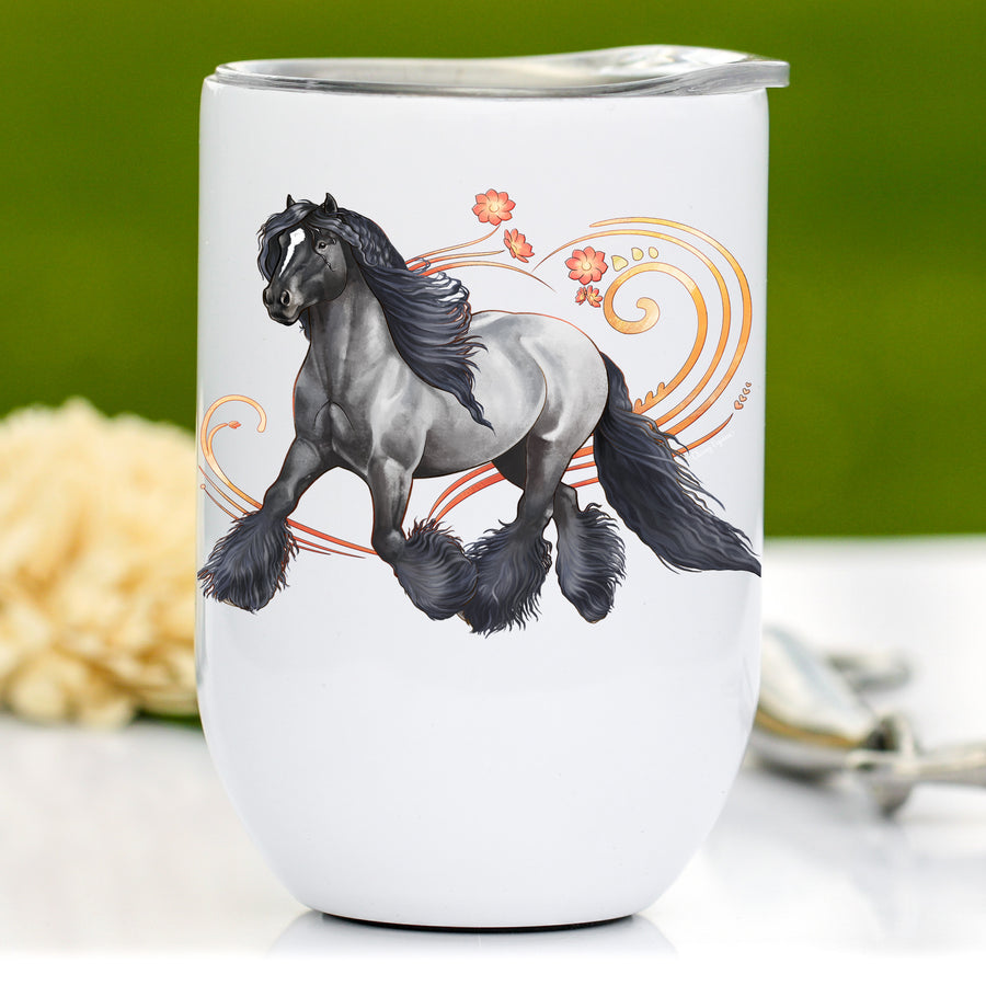 Blue Roan Gypsy Cob Horse Wine Tumbler