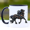 Blue Trotting Friesian Horse Coffee Mug - 11 oz