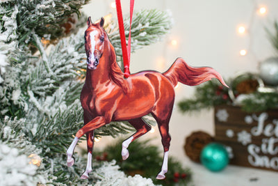 Christmas Chestnut Arabian Horse Ornament