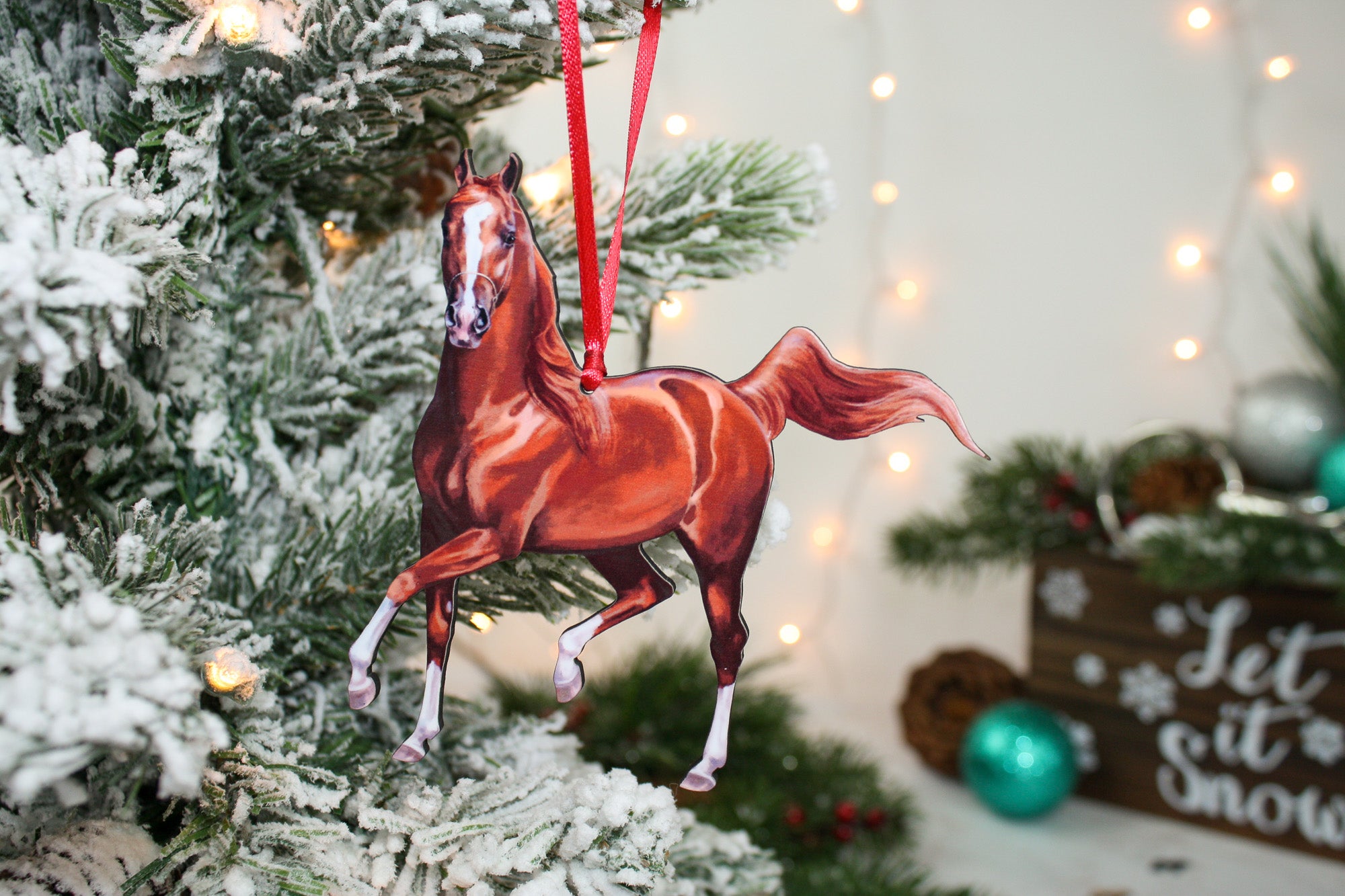 Christmas Chestnut Arabian Horse Ornament
