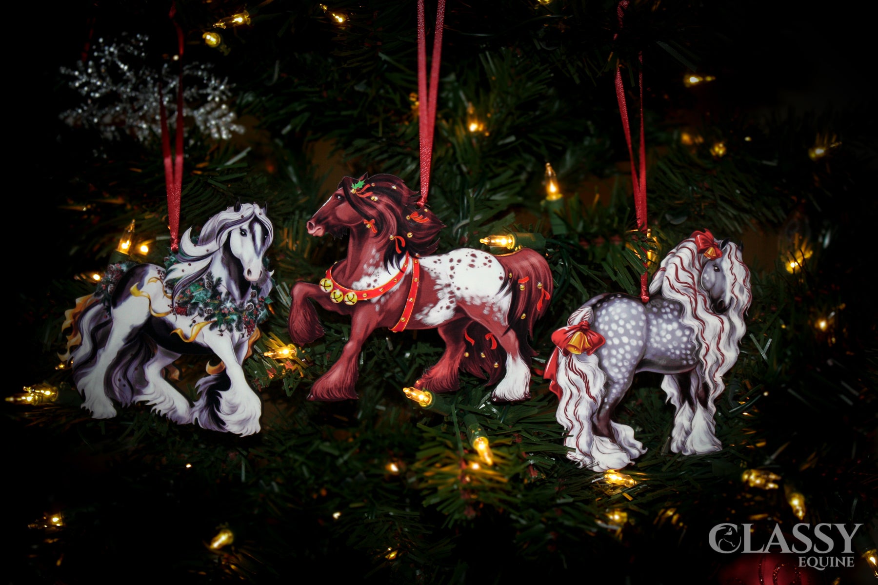 Gypsy Vanner Horse Christmas Ornaments - Gypsy Horse Set