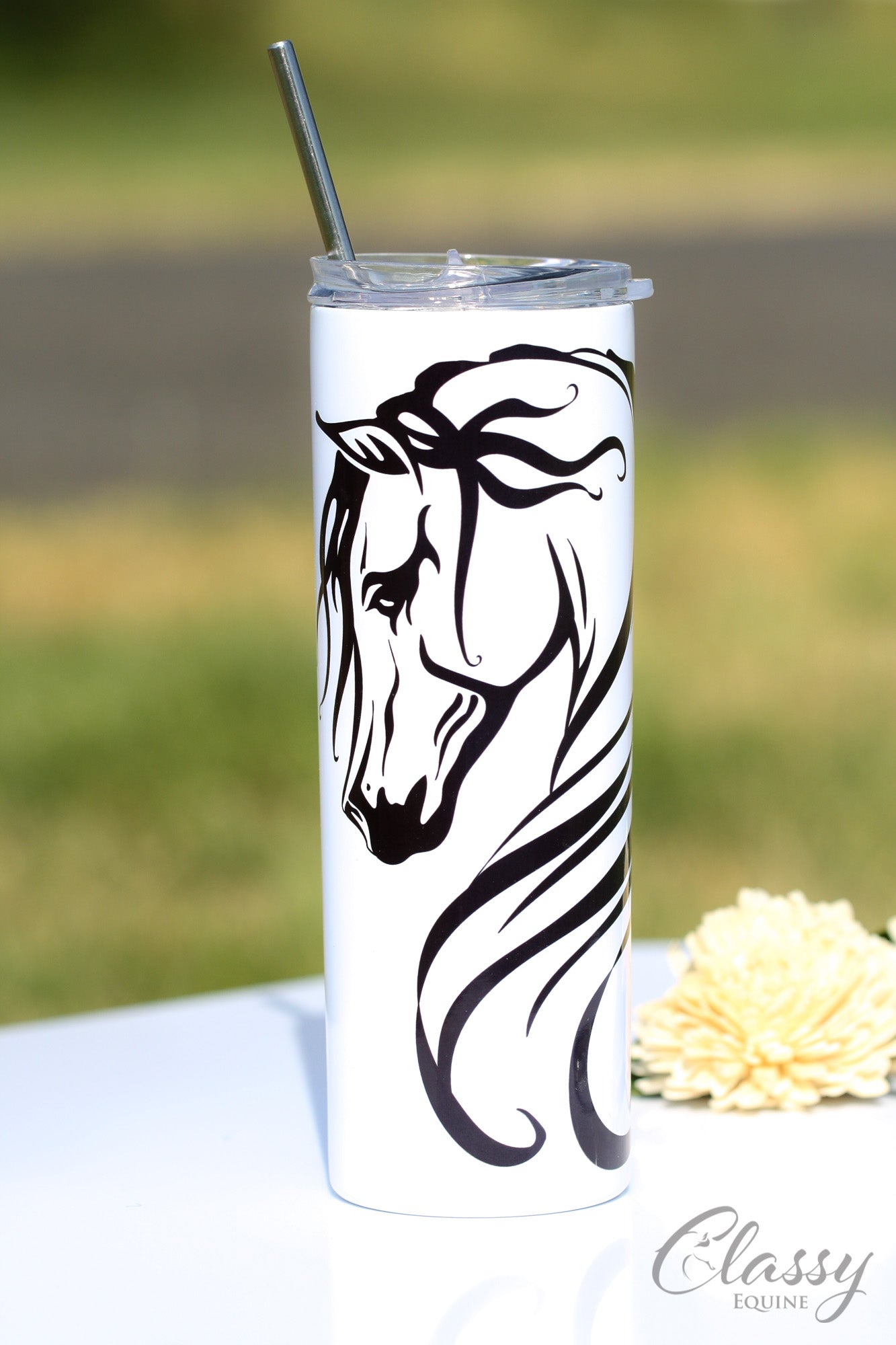 Breathless Arabian Horse, 20 oz Skinny Tumbler with Straw