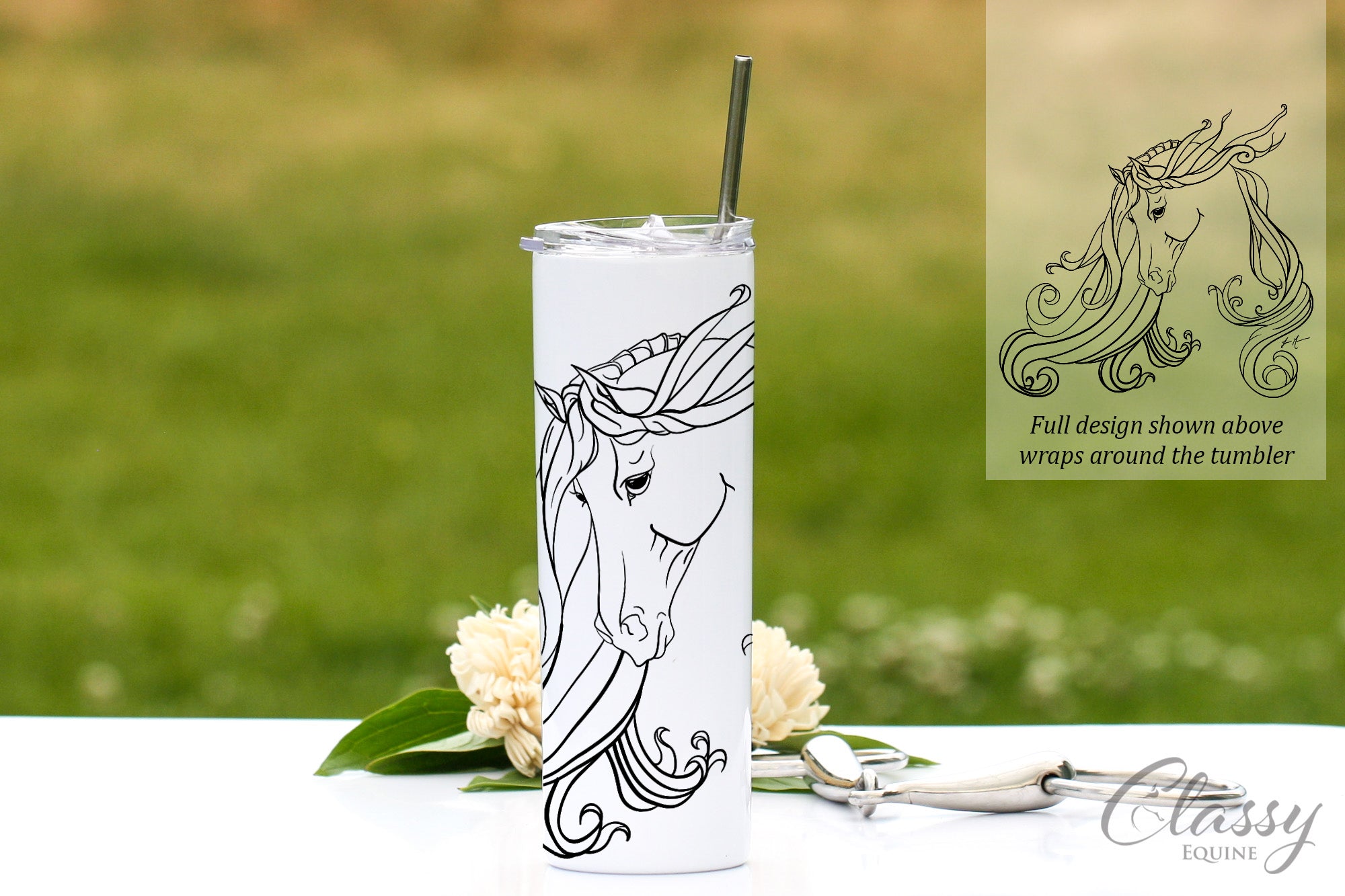 Grace - Arabian Horse, 20 oz Skinny Tumbler with Straw
