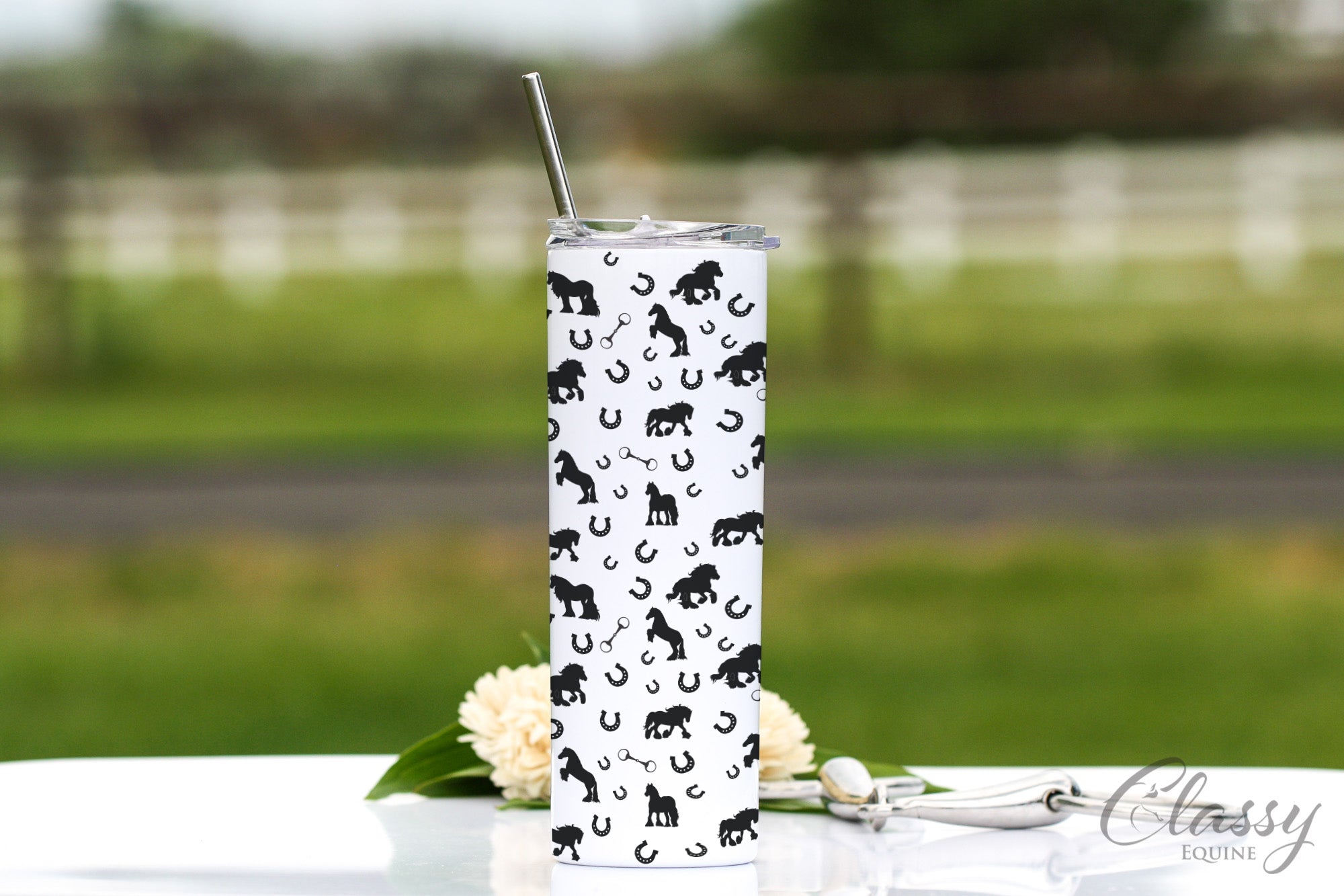 Gypsy Horses All Around, 20 oz Skinny Tumbler with Straw