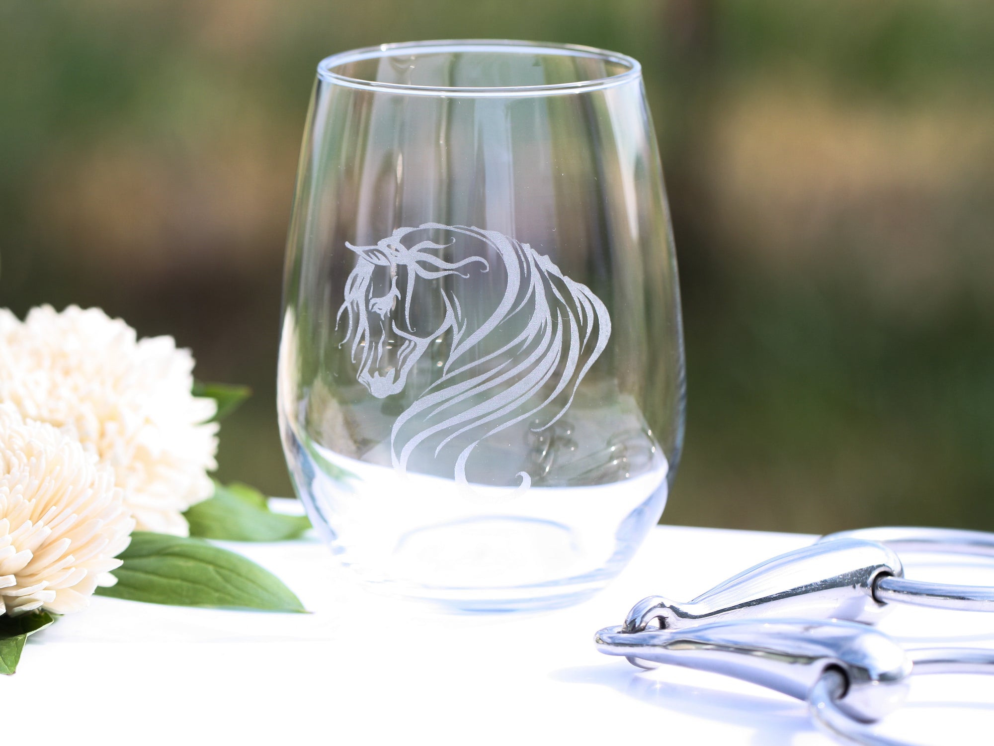 Arabian Horse Stemless Wine Glasses - Breathless