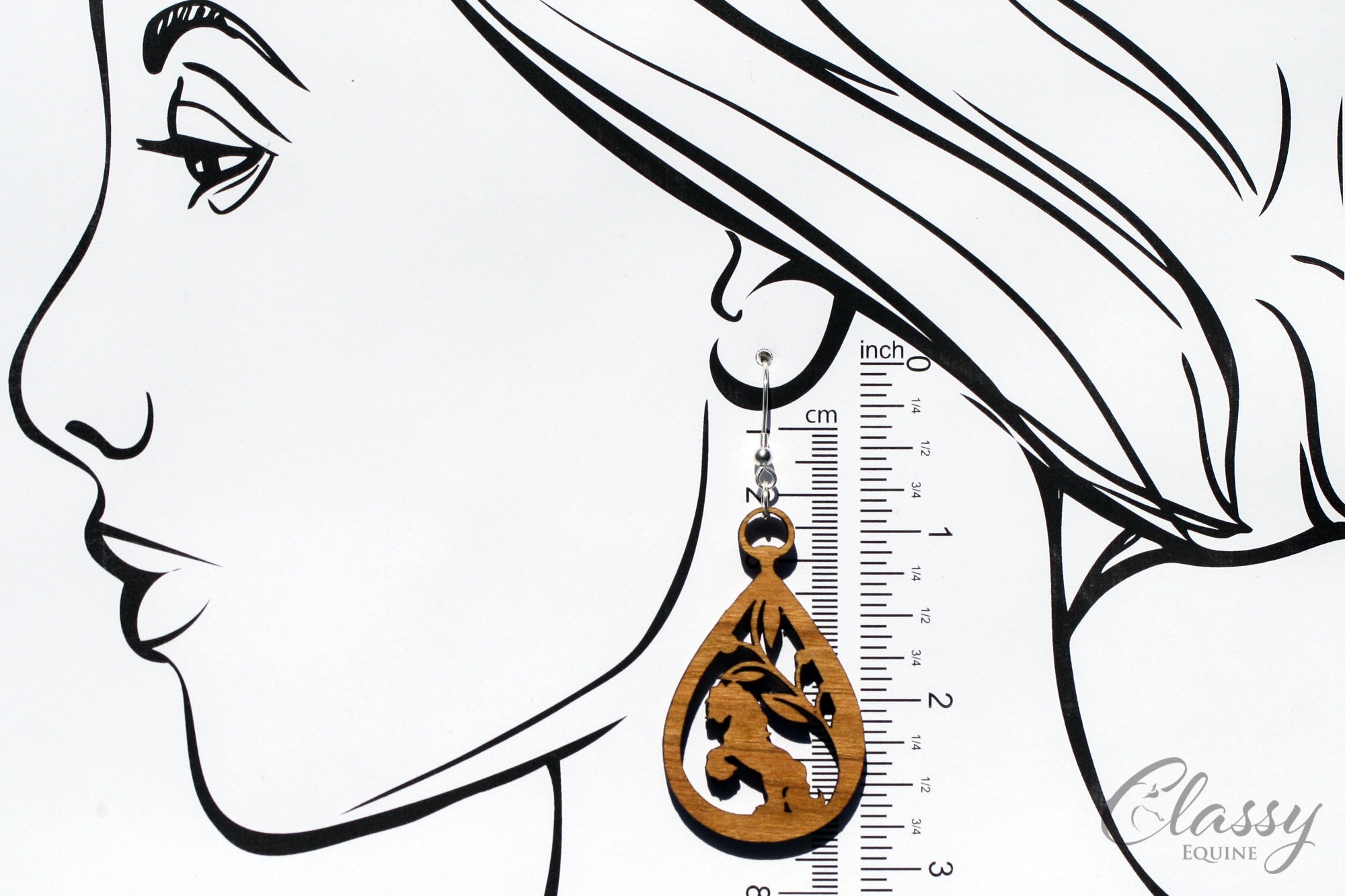 Gypsy Horse at Play Hardwood Equestrian Teardrop Earrings