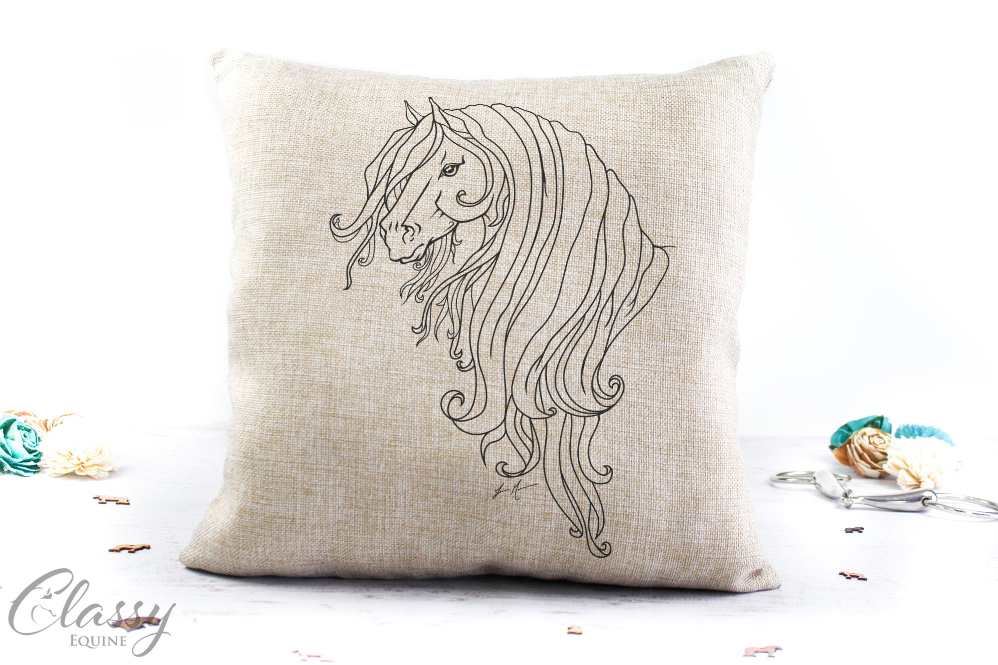 Friesian Horse Pillow Cover - Strength Friesian Mare