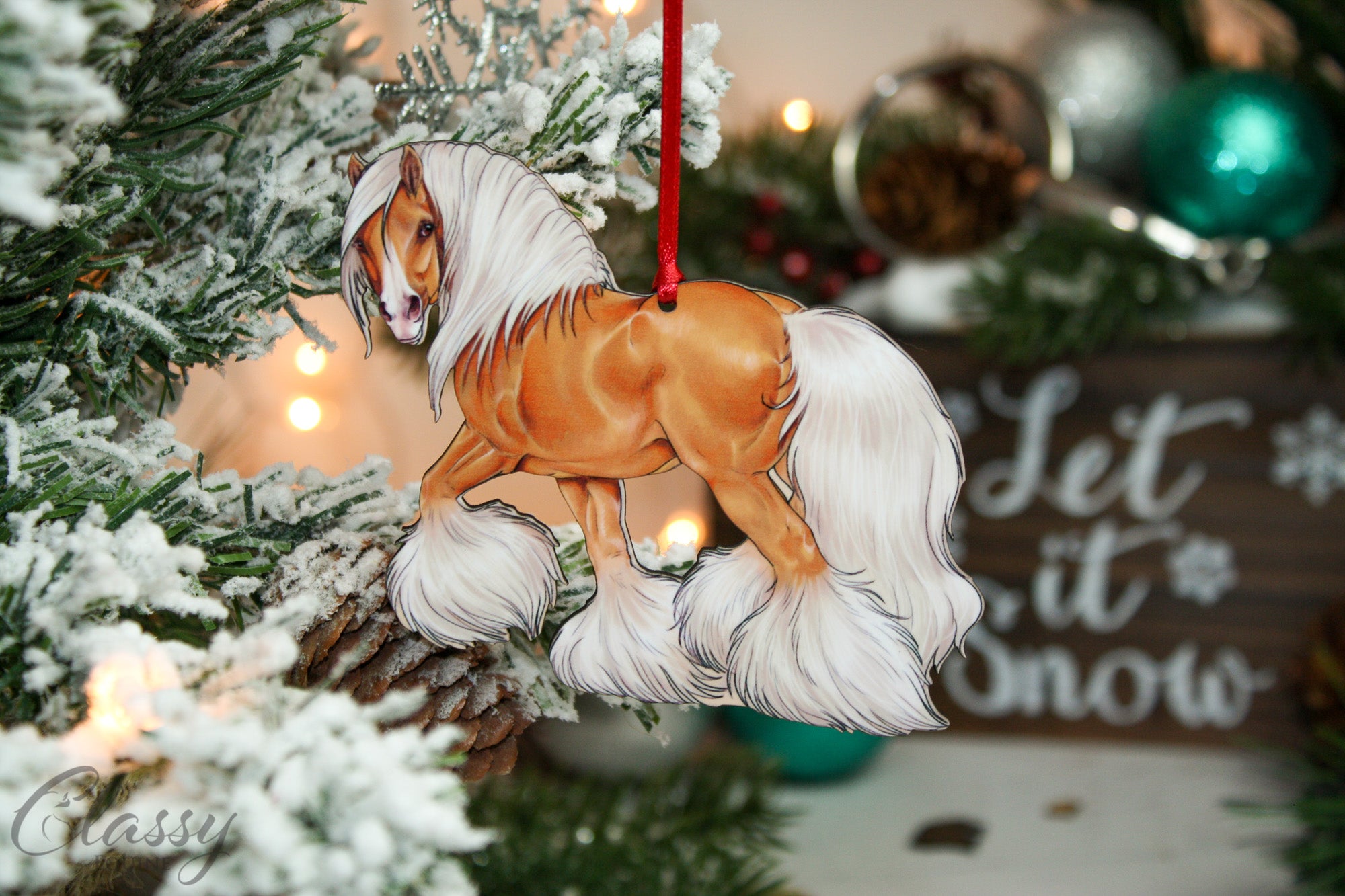 Palomino Gypsy Vanner Horse Christmas Ornament