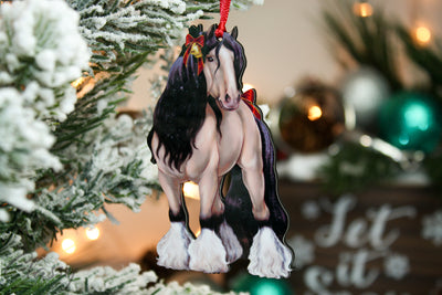 Standing Buckskin Gypsy Vanner Horse Christmas Ornament