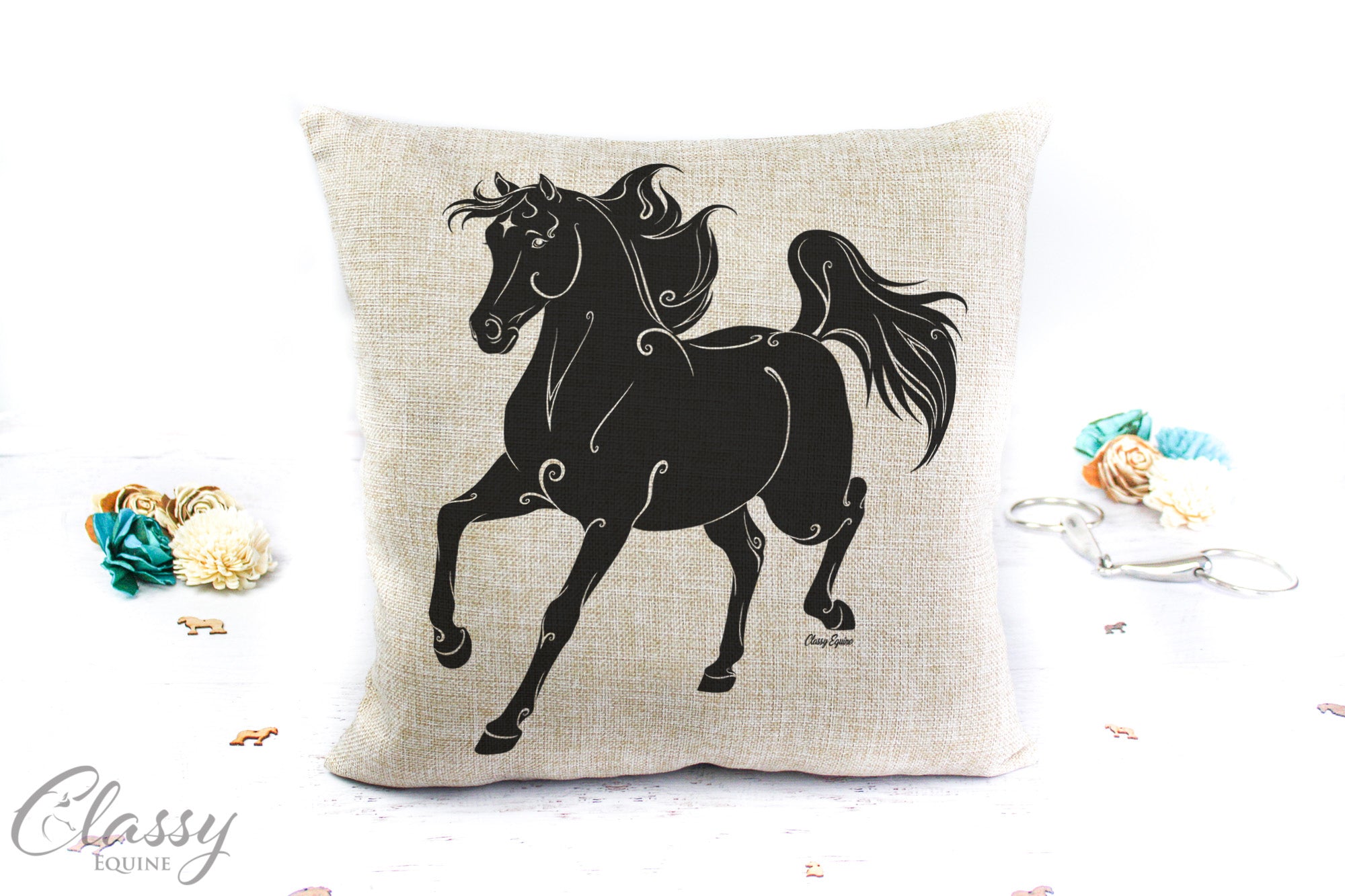 Arabian Horse Pillow Cover -  Majestic Trotting Arab Horse